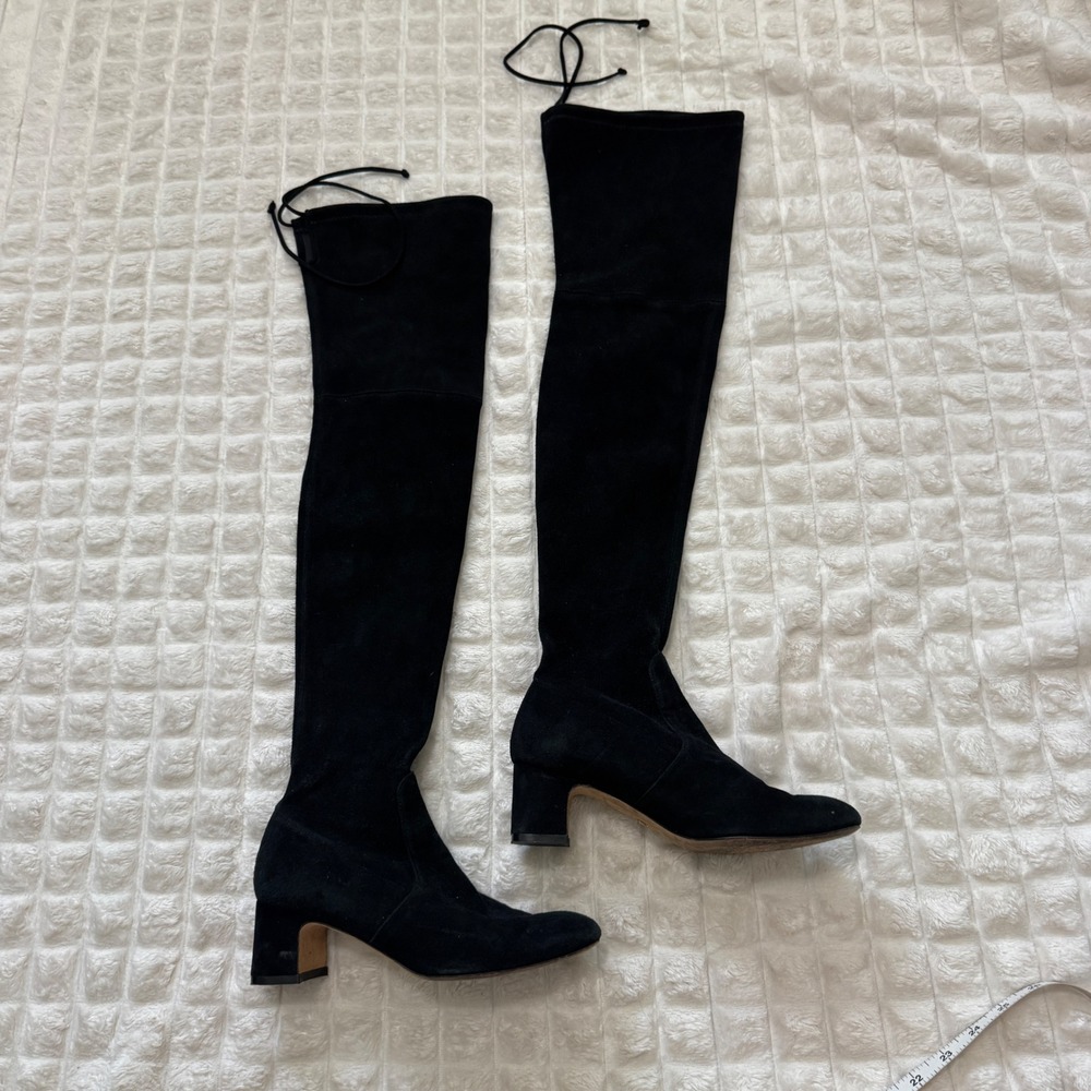Stuart Weitzman 5.5 Black Suede Over the Knee Boots Going Out Party